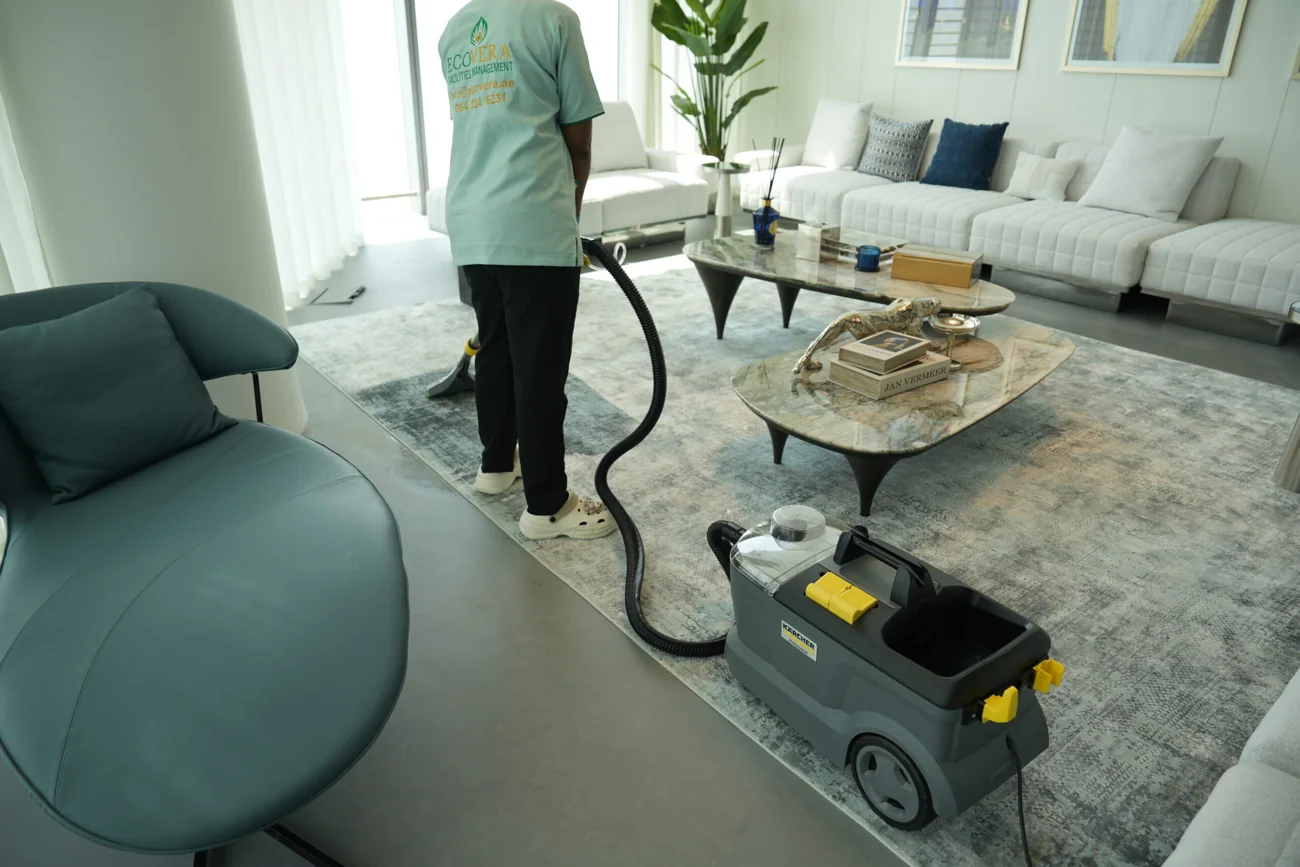 Ecovera uniformed operator caring for a residential interior